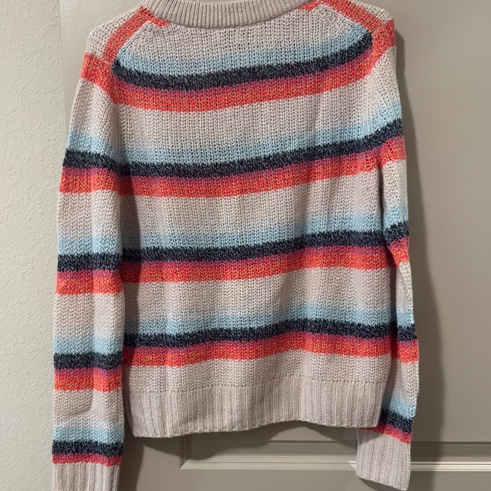 White + Warren Striped Multicolor Cashmere Sweater lavender/pink/blue sz S - Picture 12 of 13